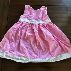Pink Kids Dress with White Accents